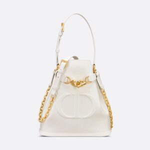 Medium C'est Dior Bag In CD-Embossed Calfskin White