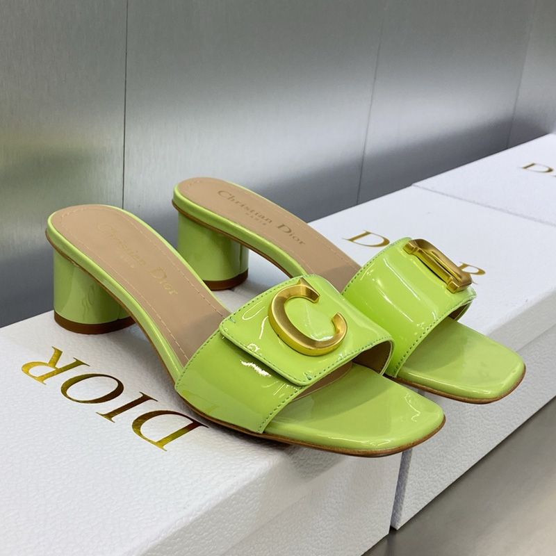 C'est Dior Slides Women Patent Leather Green - Image 2