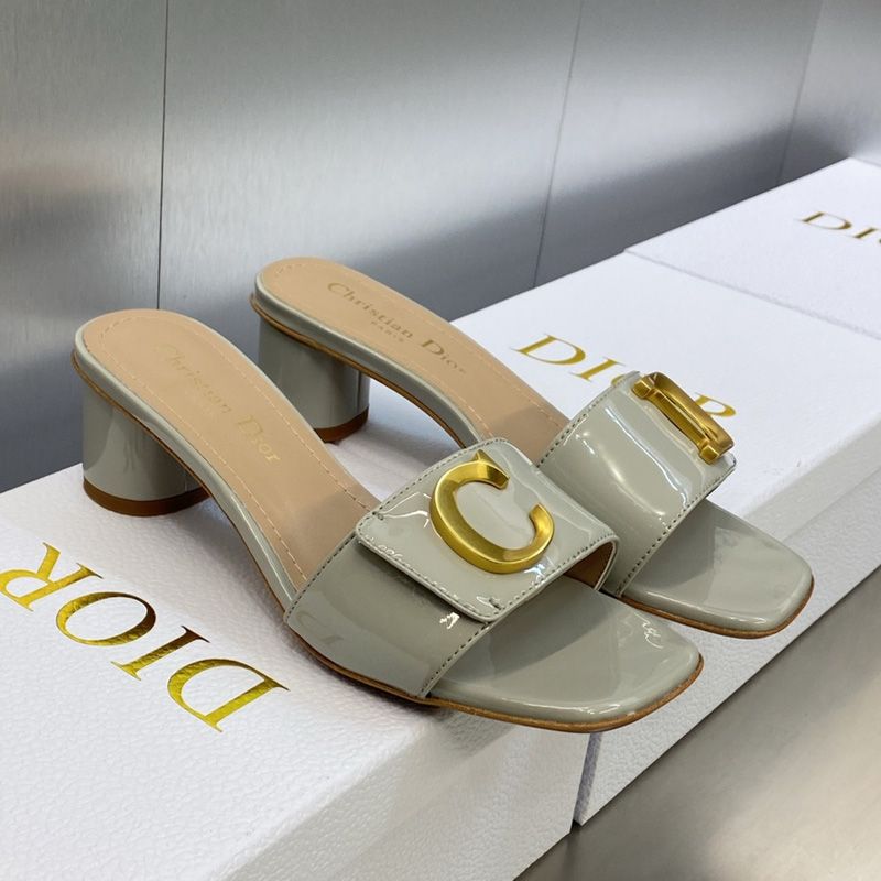 C'est Dior Slides Women Patent Leather Grey - Image 2