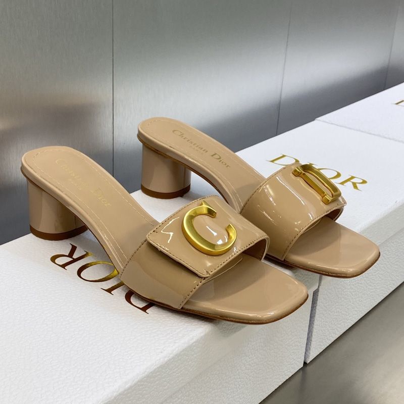 C'est Dior Slides Women Patent Leather Khaki - Image 2