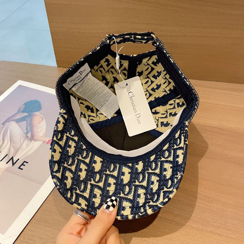 Christian Dior Baseball Cap D-Oblique Motif Cotton Blue - Image 2