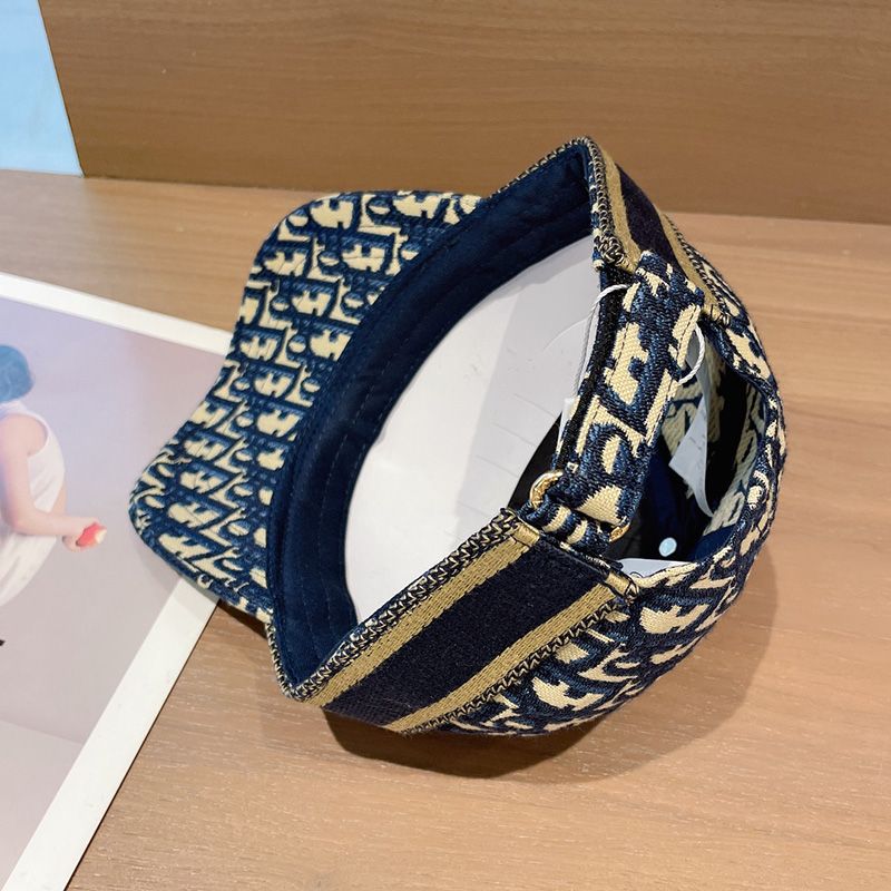 Christian Dior Baseball Cap D-Oblique Motif Cotton Blue - Image 3