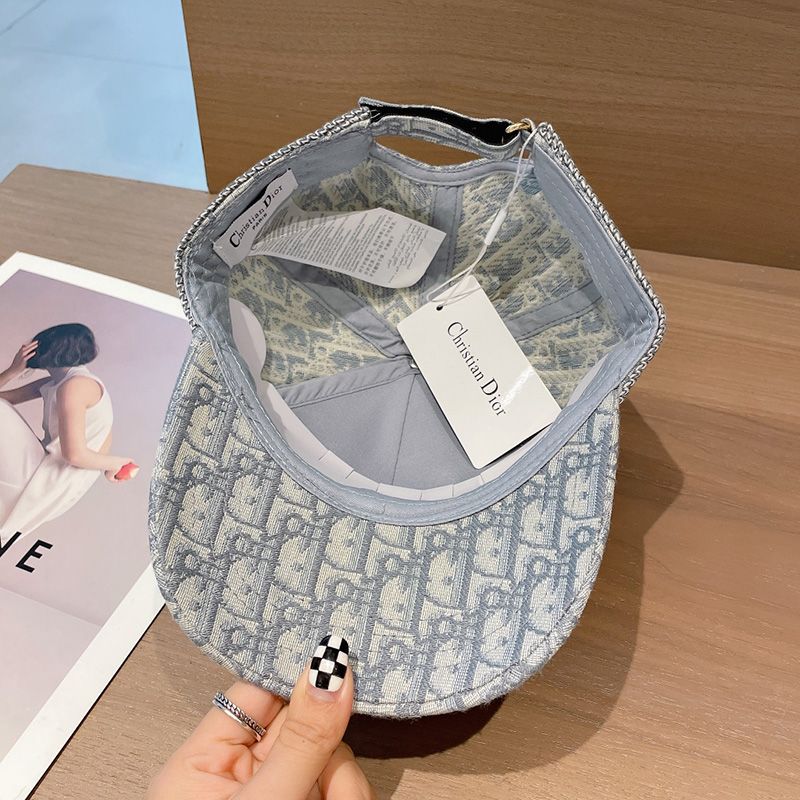 Christian Dior Baseball Cap D-Oblique Motif Cotton Grey - Image 2