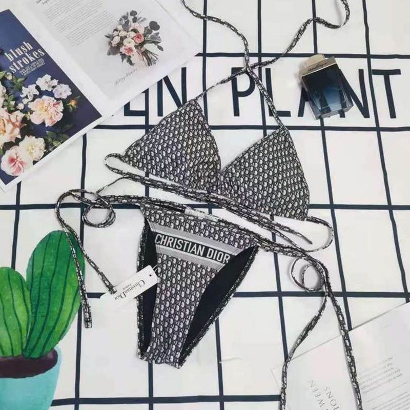 Christian Dior Bikini Women Oblique Motif Lycra Black/Grey - Image 2
