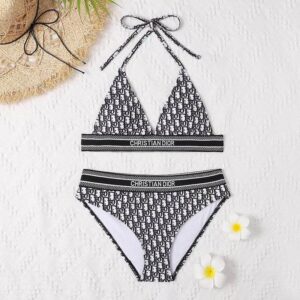 Christian Dior Bikini Women Oblique Motif Lycra Black/White