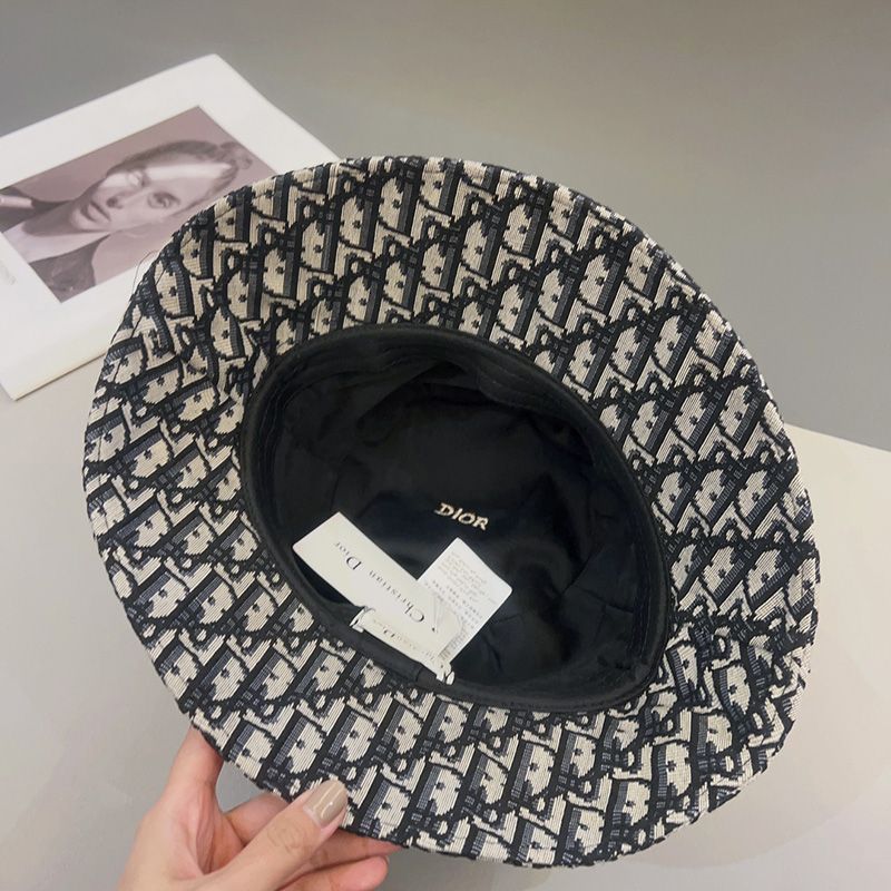 Christian Dior Bucket Hat D-Oblique Motif Cotton Black - Image 3