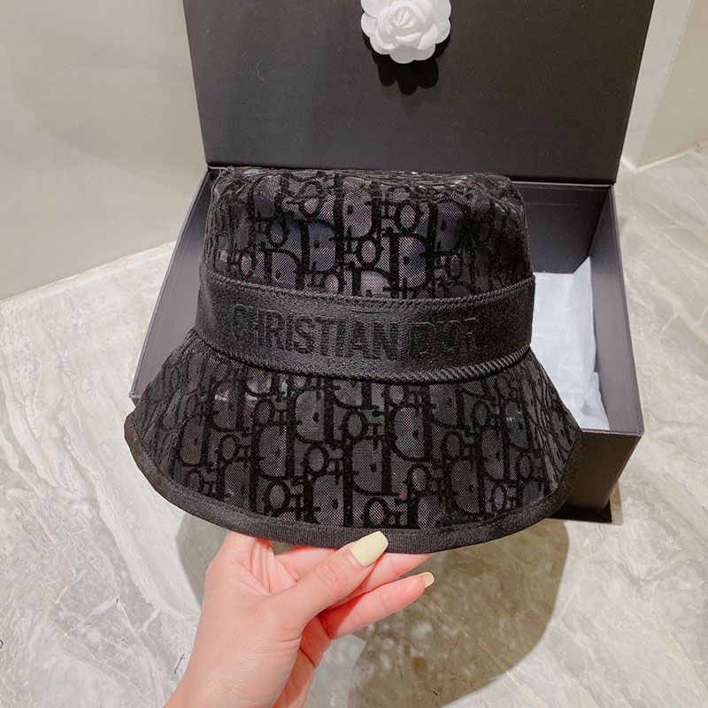 Christian Dior Bucket Hat D-Oblique Motif Mesh Black - Image 2