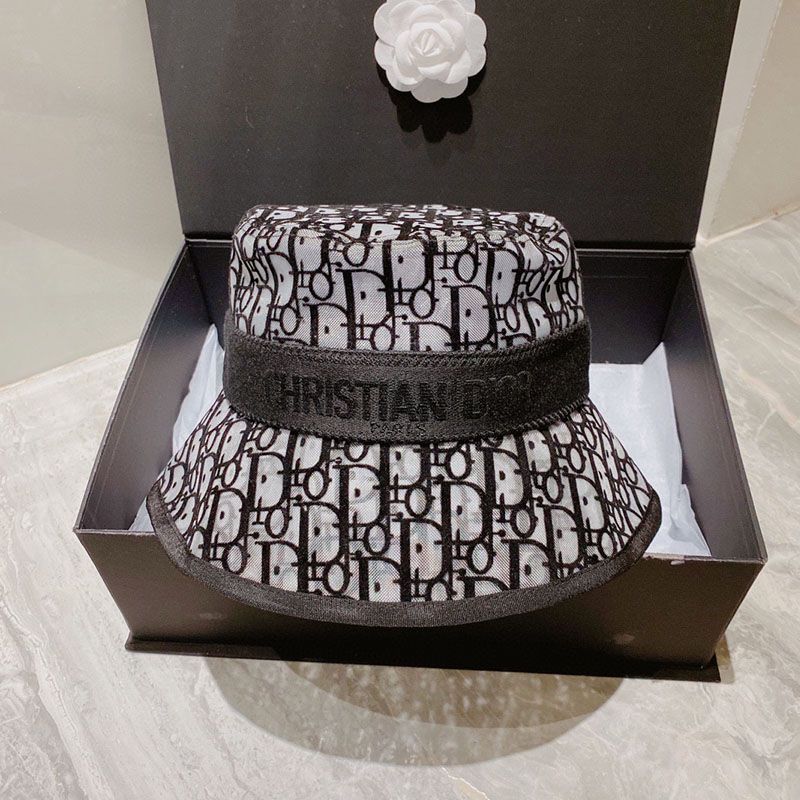 Christian Dior Bucket Hat D-Oblique Motif Mesh Grey - Image 2