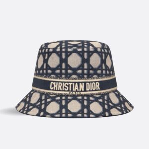 Christian Dior Bucket Hat In Macrocannage Motif Cotton Blue