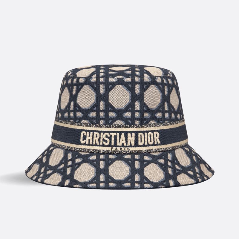 Christian Dior Bucket Hat In Macrocannage Motif Cotton Blue