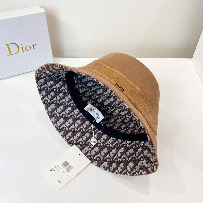 Christian Dior Bucket Hat Oblique Motif Denim Khaki - Image 2