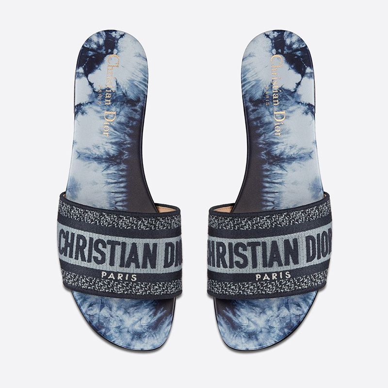 Christian Dior Dway Slides Women Tie & Dye Motif Canvas Blue - Image 2
