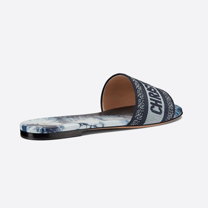 Christian Dior Dway Slides Women Tie & Dye Motif Canvas Blue - Image 3