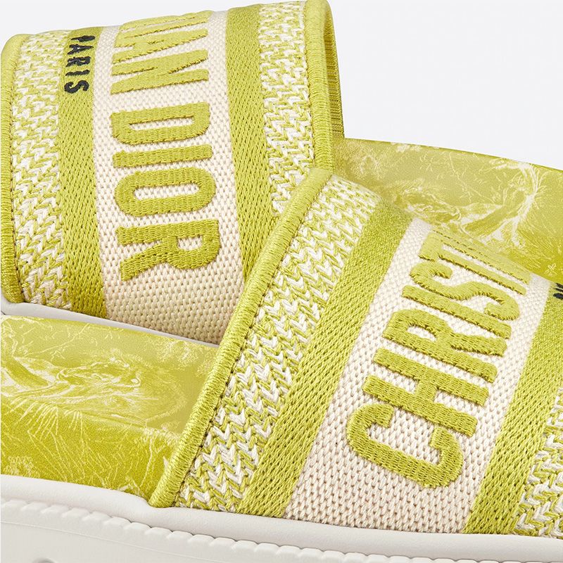 Christian Dior Dway Slides Women Toile De Jouy Motif Cotton Lemon - Image 4