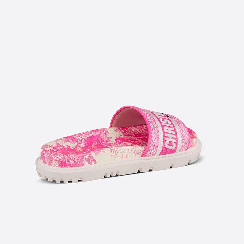 Christian Dior Dway Slides Women Toile De Jouy Motif Cotton Pink - Image 3