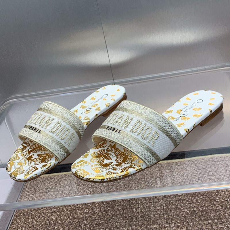 Christian Dior Dway Slides Women Gradient Butterflies Motif Canvas White - Image 2