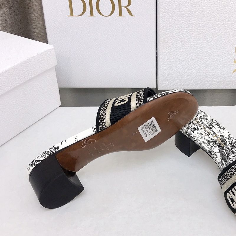 Christian Dior Dway Slides Women Jardin d'Hiver Motif Canvas Black - Image 2