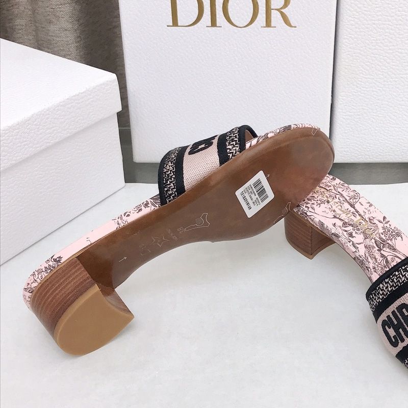 Christian Dior Dway Slides Women Jardin d'Hiver Motif Canvas Pink - Image 3