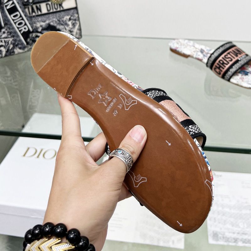 Christian Dior Dway Slides Women Jardin d'Hiver Motif Canvas White - Image 2