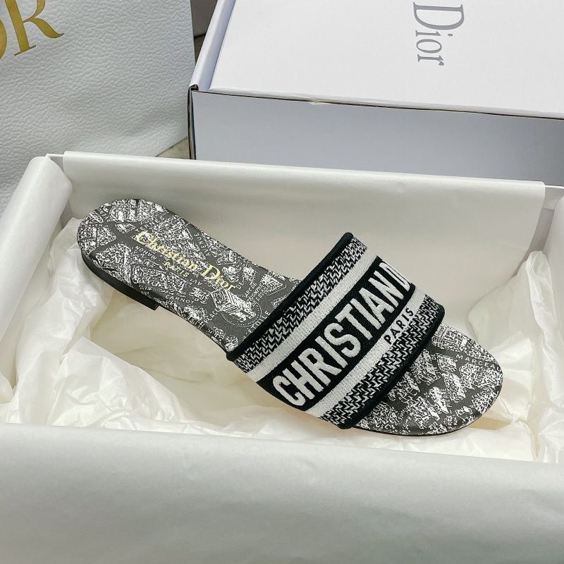Christian Dior Dway Slides Women Plan de Paris Motif Canvas Black - Image 2
