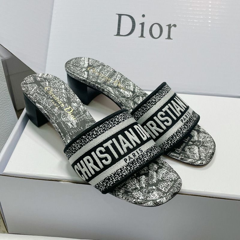 Christian Dior Dway Slides Women Plan de Paris Motif Canvas Black - Image 4
