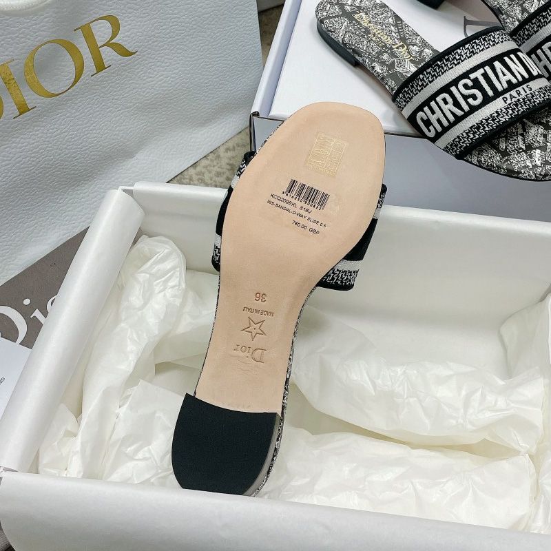 Christian Dior Dway Slides Women Plan de Paris Motif Canvas Black - Image 5