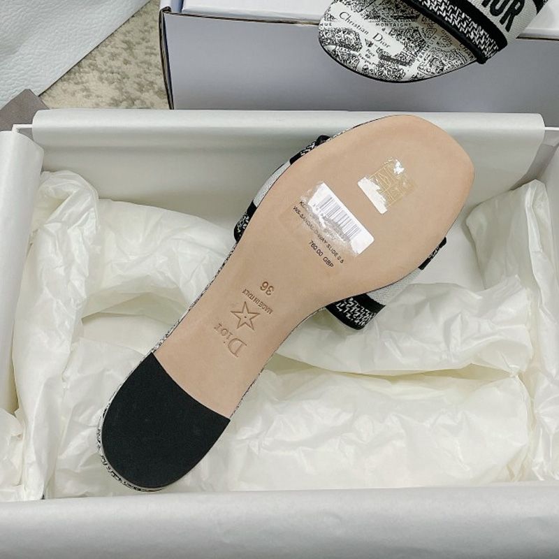Christian Dior Dway Slides Women Plan de Paris Motif Canvas White - Image 5