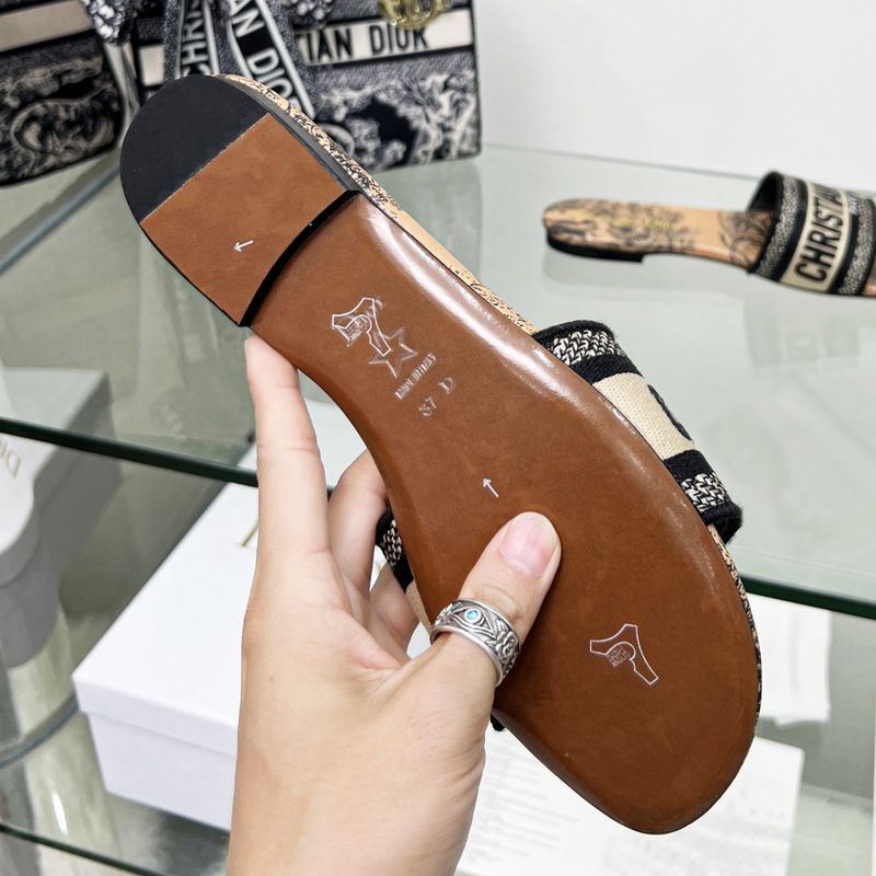 Christian Dior Dway Slides Women Toile De Jouy Motif Canvas Beige - Image 3
