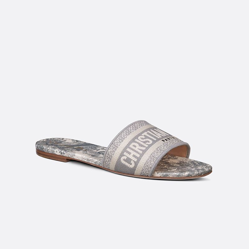 Christian Dior Dway Slides Women Toile De Jouy Motif Canvas Grey - Image 2