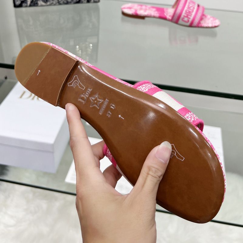 Christian Dior Dway Slides Women Toile De Jouy Motif Canvas Rose - Image 3