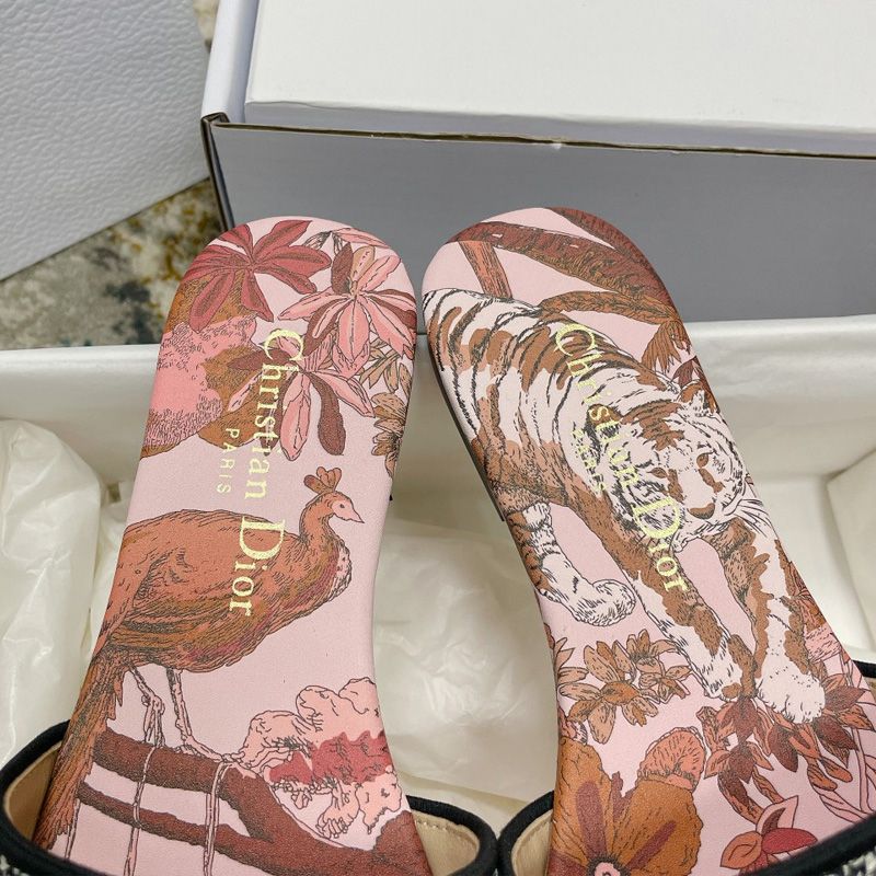Christian Dior Dway Slides Women Toile de Jouy Voyage Motif Canvas Pink - Image 2