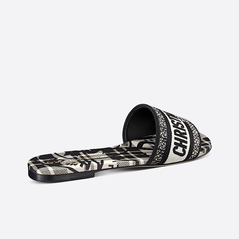 Christian Dior Dway Slides Women Jute Check'n'Dior Motif Canvas White - Image 3