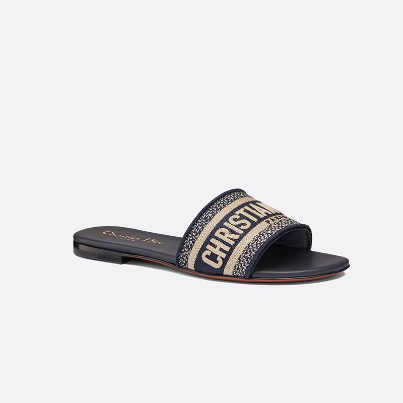 Christian Dior Dway Slides Women Canvas Blue - Image 2