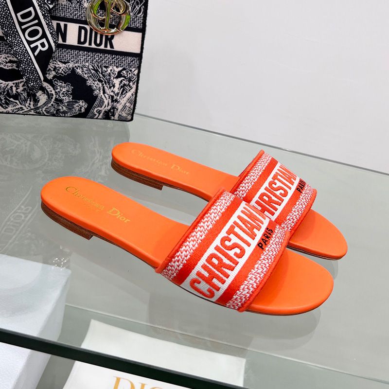 Christian Dior Dway Slides Women Canvas Orange - Image 2