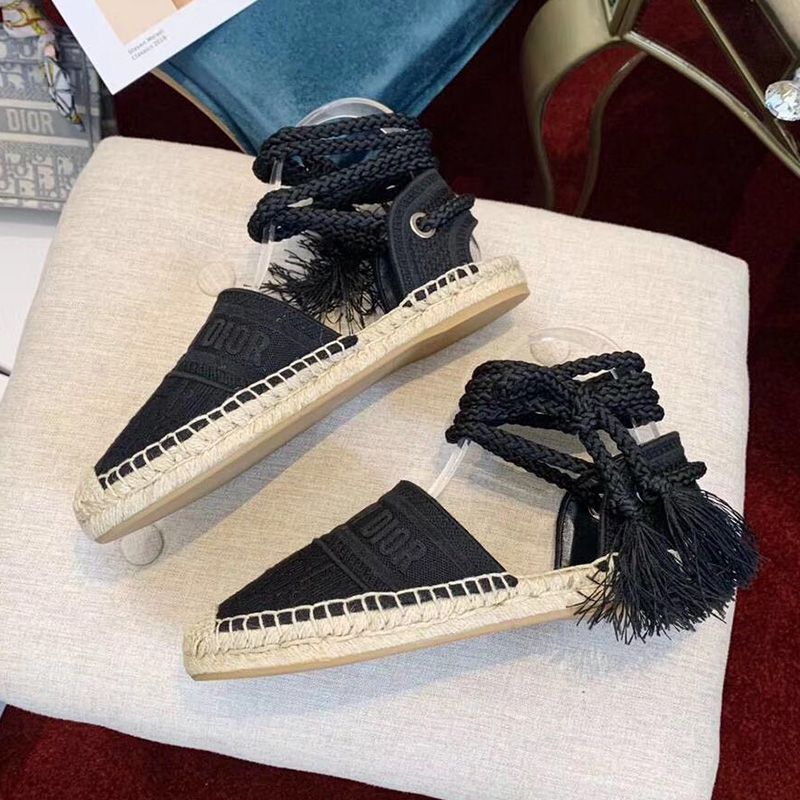 Christian Dior Granville Espadrilles with Laces Women Oblique Motif Cotton Black - Image 2