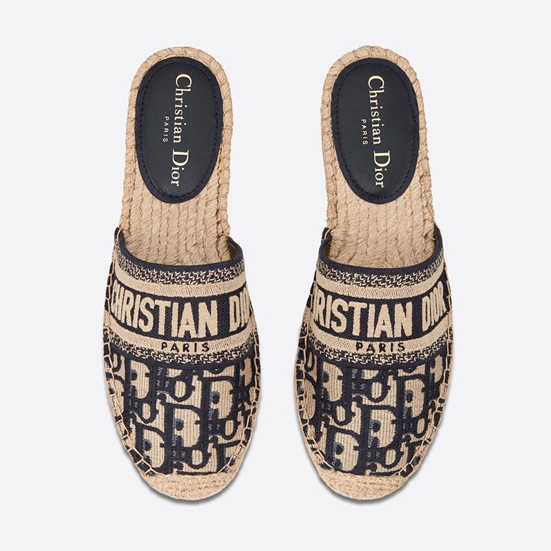 Christian Dior Granville Mules Women Oblique Motif Cotton Blue - Image 2