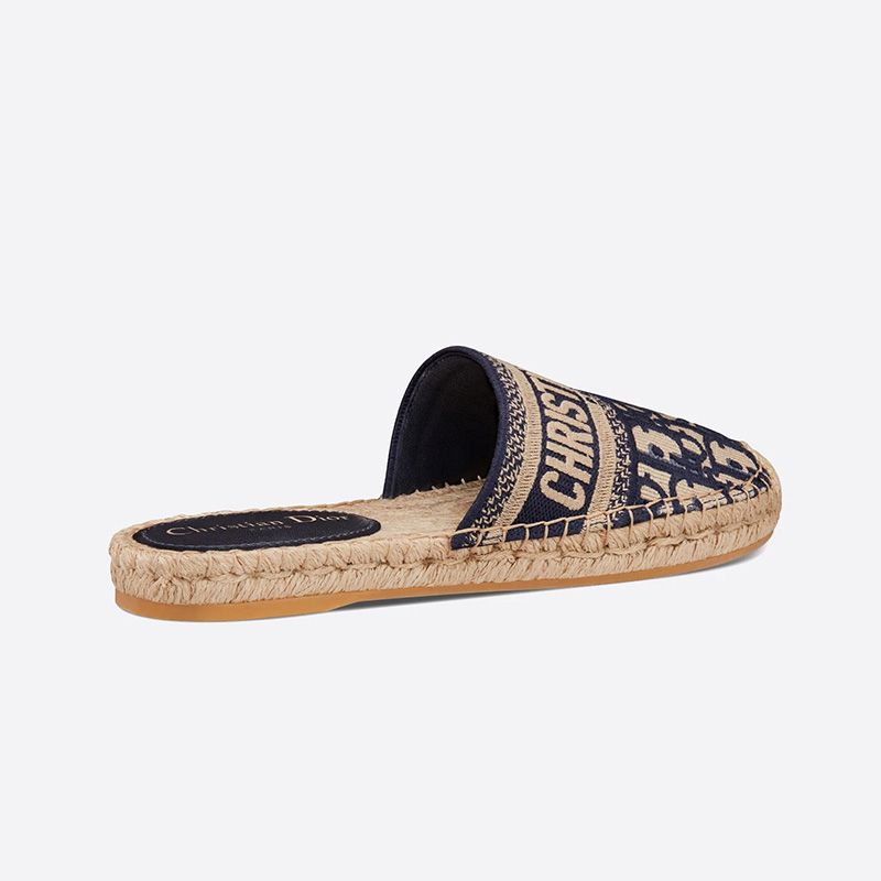 Christian Dior Granville Mules Women Oblique Motif Cotton Blue - Image 3