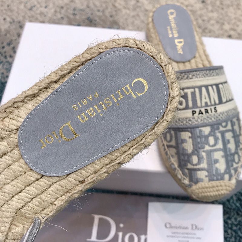 Christian Dior Granville Mules Women Oblique Motif Cotton Grey - Image 3