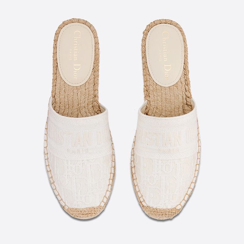 Christian Dior Granville Mules Women Oblique Motif Cotton White - Image 2