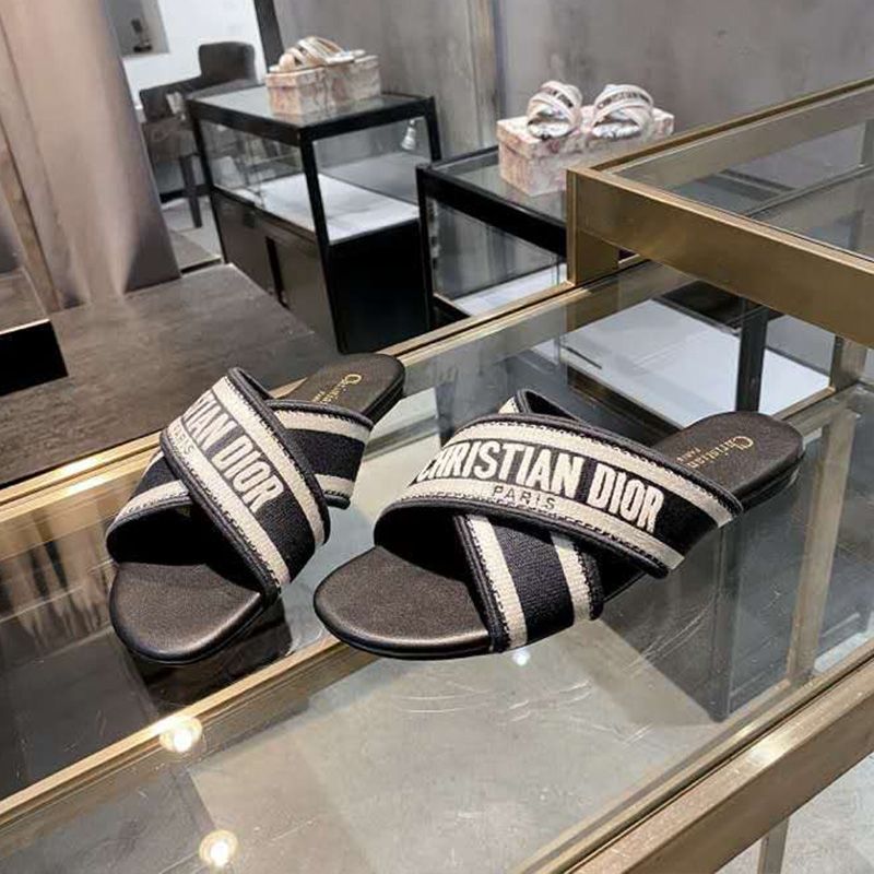 Christian Dior Granville Slides Women Canvas Black - Image 3