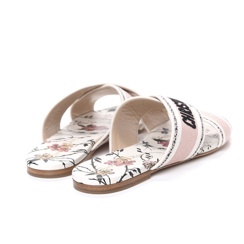 Christian Dior Granville Slides Women Rosa Mutabilis Motif Canvas White - Image 2