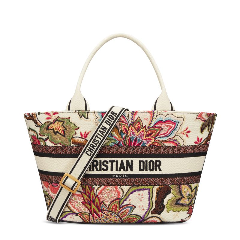 Christian Dior Hat Basket Bag In Albero della Vita Motif Canvas Multicolor