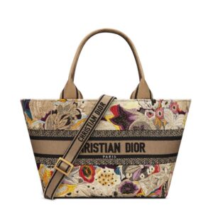 Christian Dior Hat Basket Bag In Brocart Butterfly Motif Canvas Multicolor