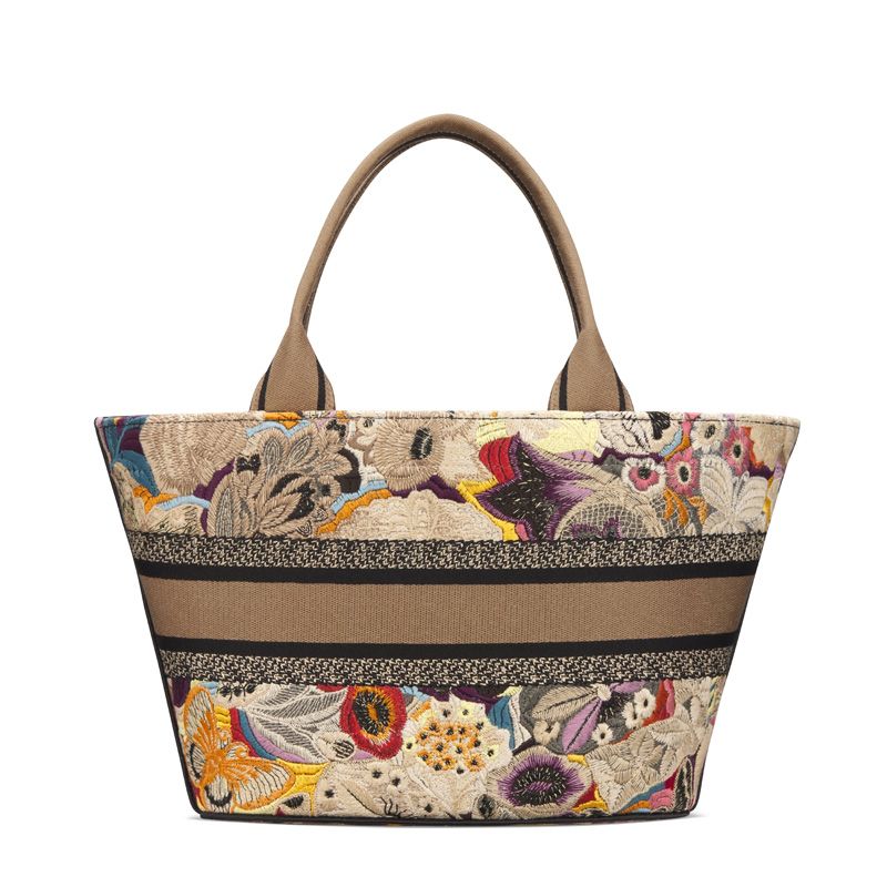 Christian Dior Hat Basket Bag In Brocart Butterfly Motif Canvas Multicolor - Image 2