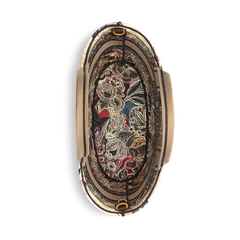 Christian Dior Hat Basket Bag In Brocart Butterfly Motif Canvas Multicolor - Image 4