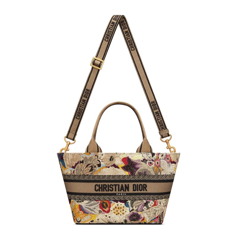 Christian Dior Hat Basket Bag In Brocart Butterfly Motif Canvas Multicolor - Image 5
