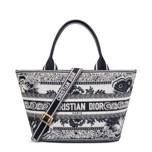 Christian Dior Hat Basket Bag In Butterfly Bandana Motif Canvas Black