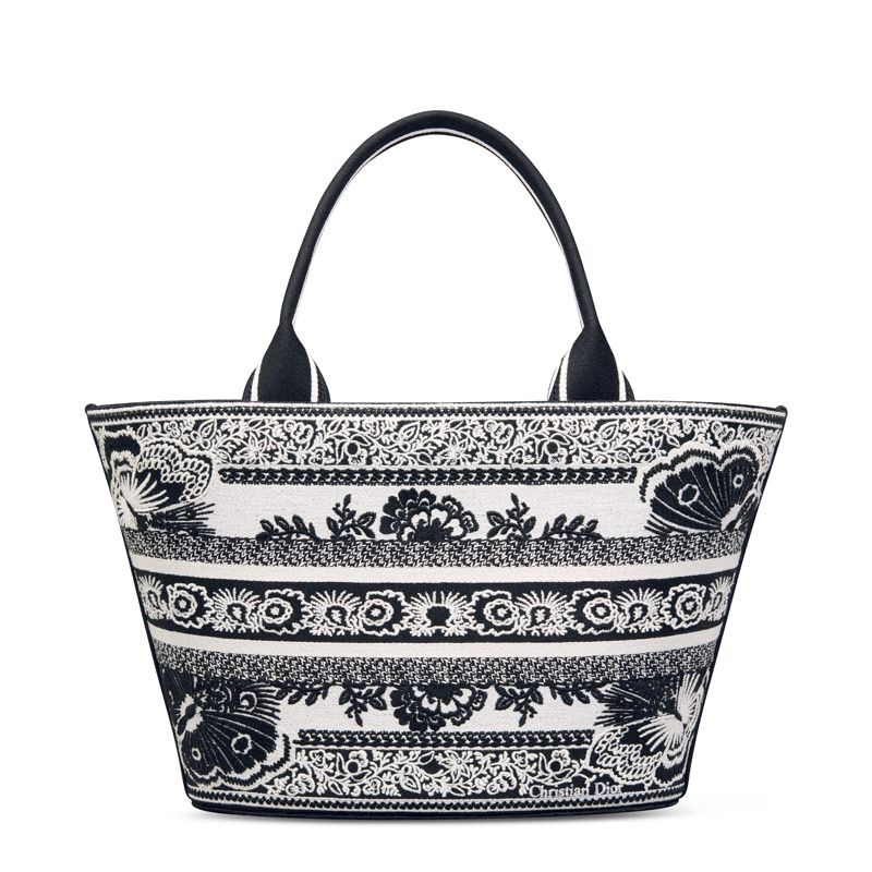 Christian Dior Hat Basket Bag In Butterfly Bandana Motif Canvas Black - Image 2