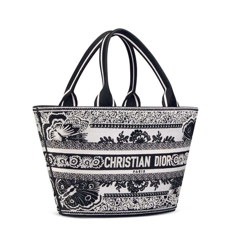 Christian Dior Hat Basket Bag In Butterfly Bandana Motif Canvas Black - Image 3