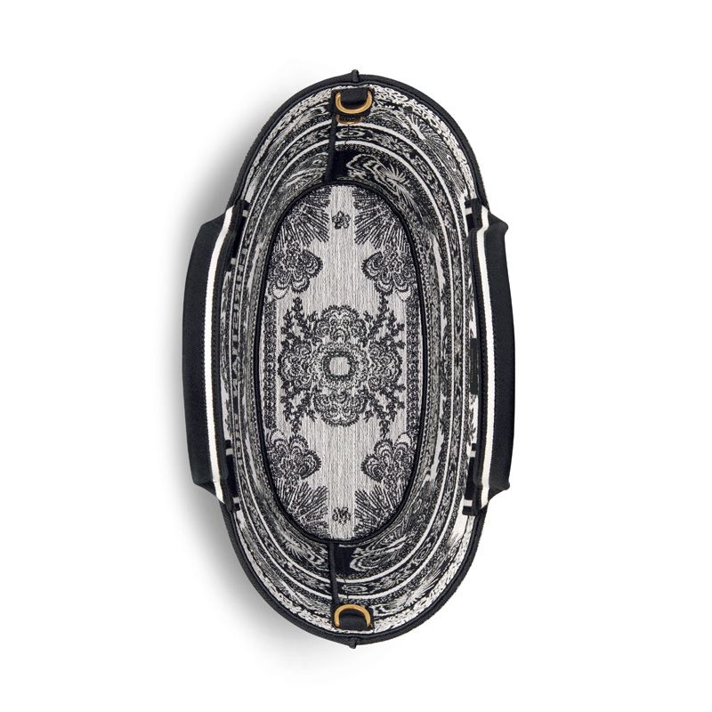 Christian Dior Hat Basket Bag In Butterfly Bandana Motif Canvas Black - Image 4